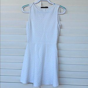 Zara Basic White Mini Dress Sleeveless Fit Flare Romantic Minimalist Skater S